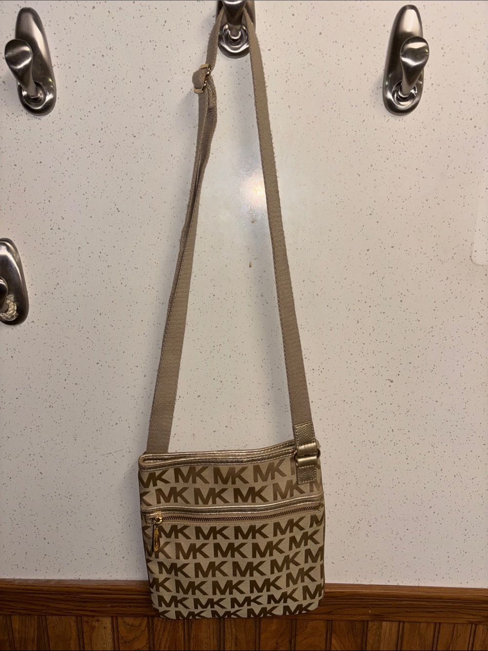 Michael Kors Tan MK Logo Crossbody Messenger Bag